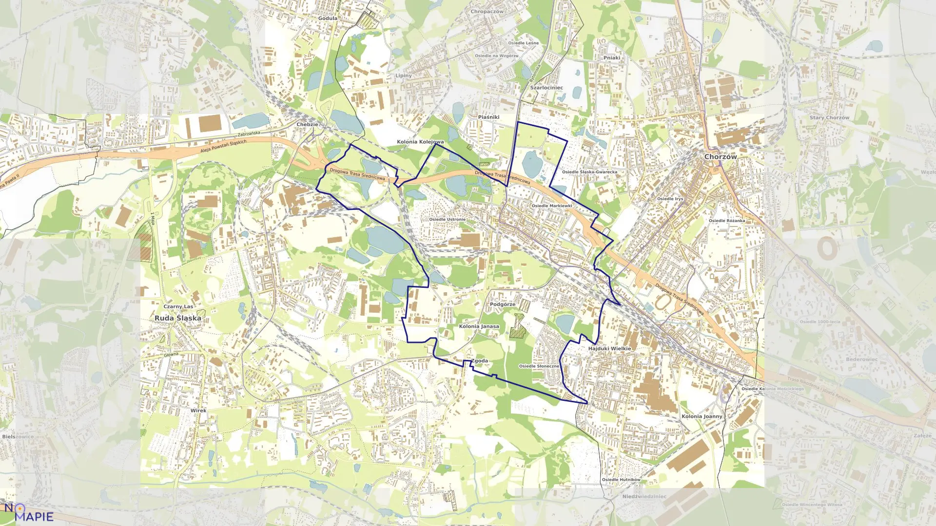 Mapa obrębu Świętochłowice w mieście Świętochłowice